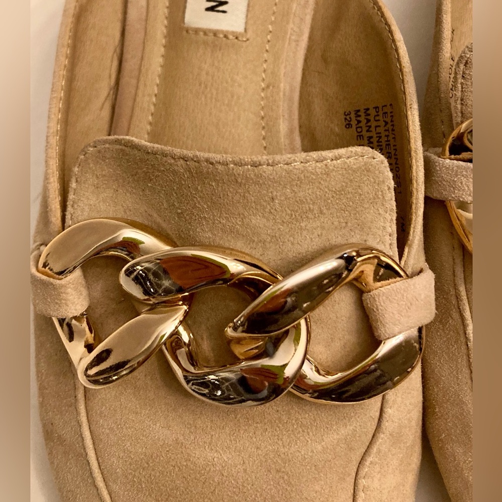 Steve Madden Fall Camel Suede Mule Chunky Chain Accent Casual Career 7 - Picture 4 of 12